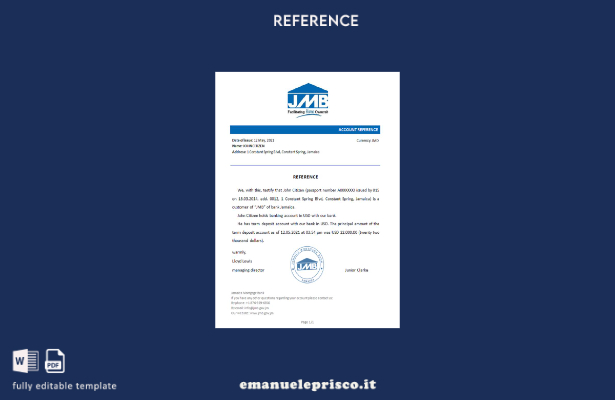 modello di riferimento del mutuo Giamaica in stile verificato